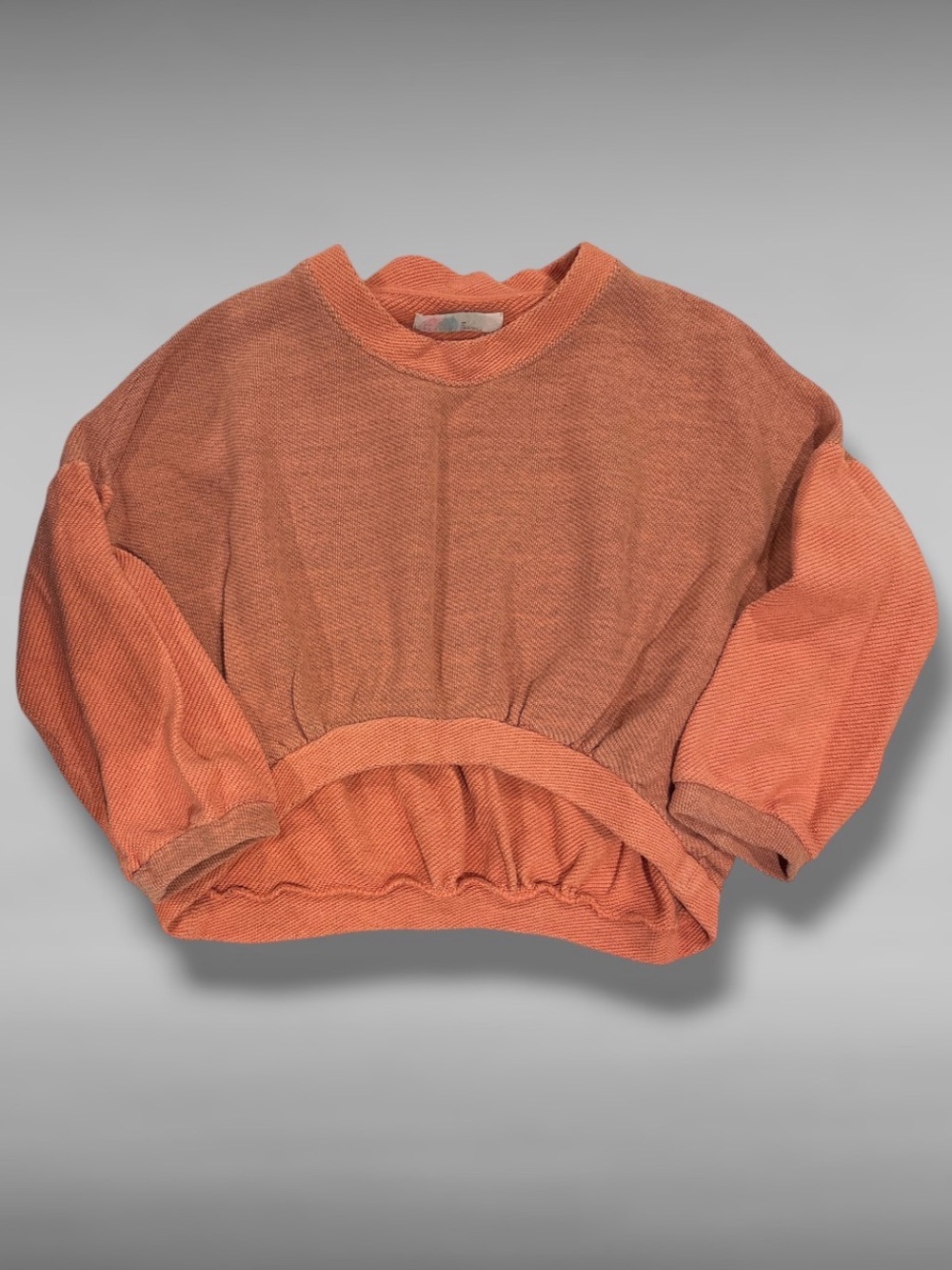 Free People FP Beach Textured Knit Cropped Pullover Peach Pink XS